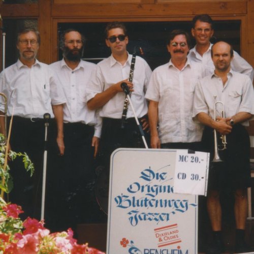 Die Band beim 10. Bachgassenfest in Auerbach am 14.07.1996 im Fischhof bei Horst Knop